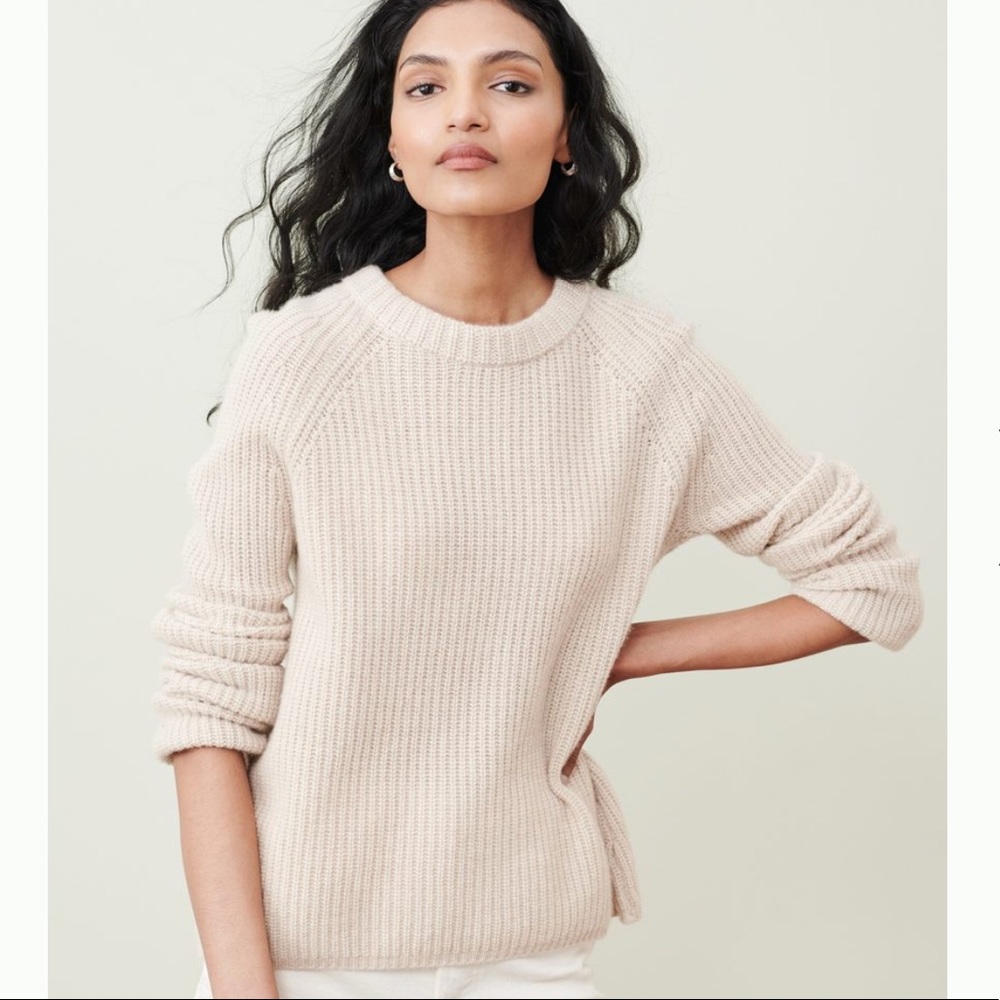 Jenni Kayne Cashmere Fisherman Sweater in Oatmeal Size Small